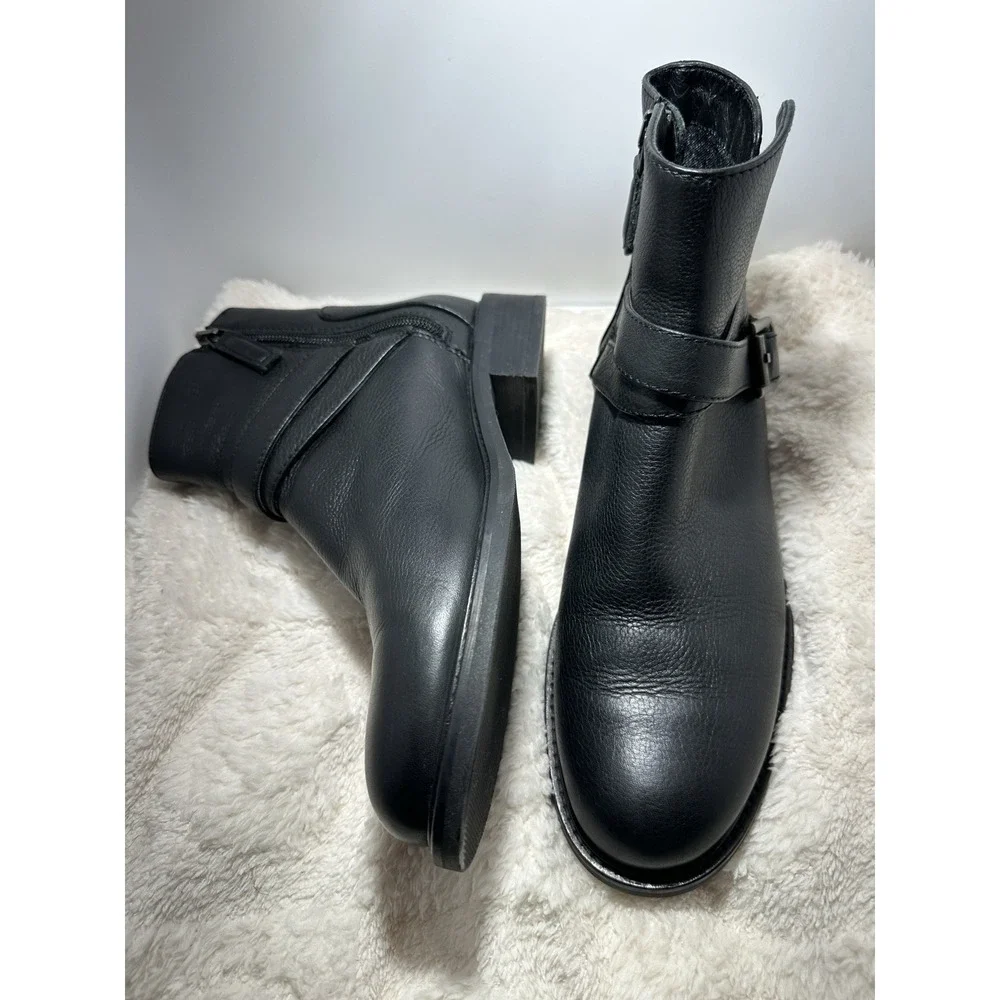 Aquatalia Bree Leather Boots Women Size 7.5 Black Zipper Boho Festival